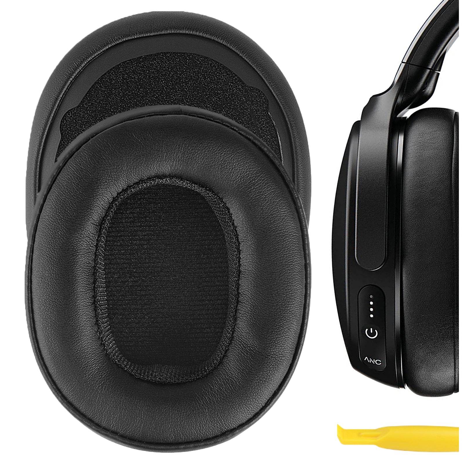 Geekria イヤーパッド QuickFit 互換性 パッド スカルキャンディ Skullcandy Venue Wireless ANC  ヘッドホンに対応 パッド イヤー / イヤーカップ ( プロテインレザー / ブラック )