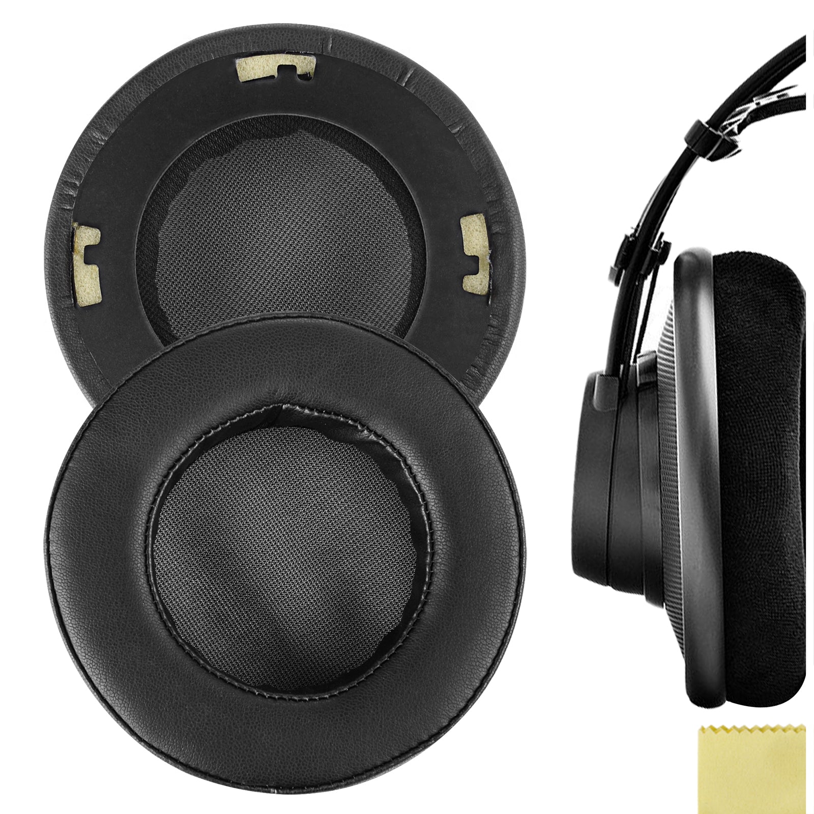 Geekria イヤーパッド QuickFit 互換性 パッド アーカーゲー AKG, K701, K702, Q701, Q702, K601,  K612, K712, K400, K500 ヘッドホンに対応 パッド イヤー / イヤーカップ (プロテインレザー / ブラック)