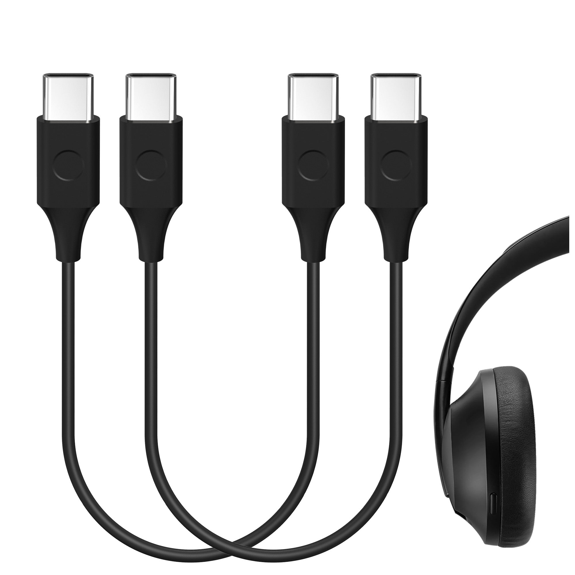 Geekria 充電ケーブル 互換性 QuickFit Type-C 充電コード USB-C to USB-C Bose 700, 700ANC,  QC45, QC Earbuds, Sport Earbuds Charger, に対応 (黒/30cm)