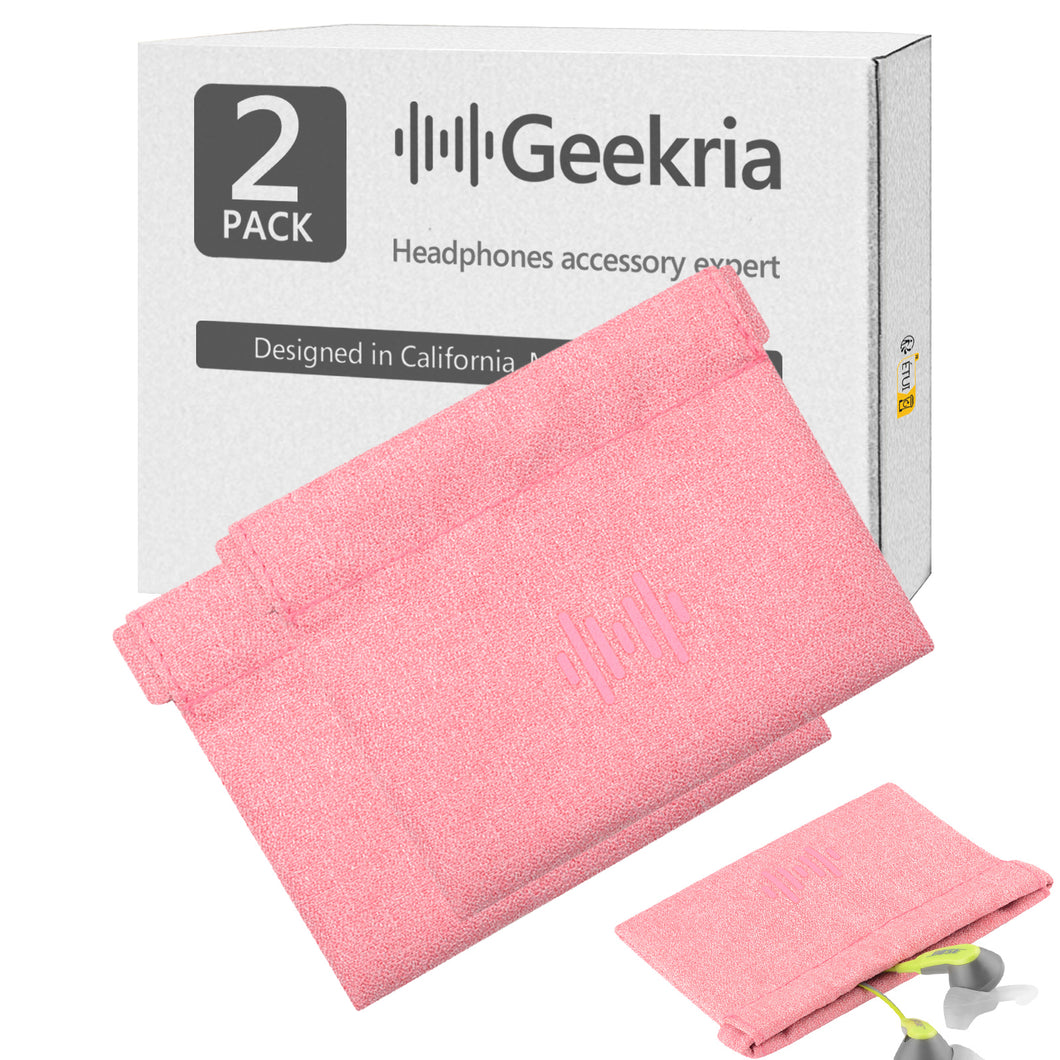 Geekria 2パック ソフト マイクロファイバー ヘッドホン カバー イヤホン スリーブ ポケット 小銭入れ 小物を整理 USBドライブ/SD/TFカード/キー収納 便利なスマートフォン アクセサリー
