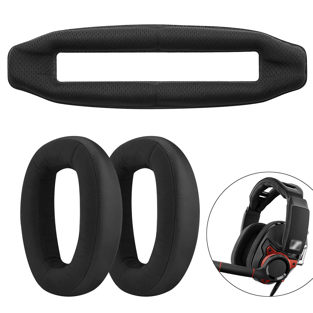 Geekria イヤーパッド + ヘッドバンド ゼンハイザーSennheiser GSP 600, GSP 670, GSP 500  ゲーミングヘッドセット 等 対応 交換 用 ヘッドホンパッド イヤーパッド イヤークッション セット (earpad+headband)